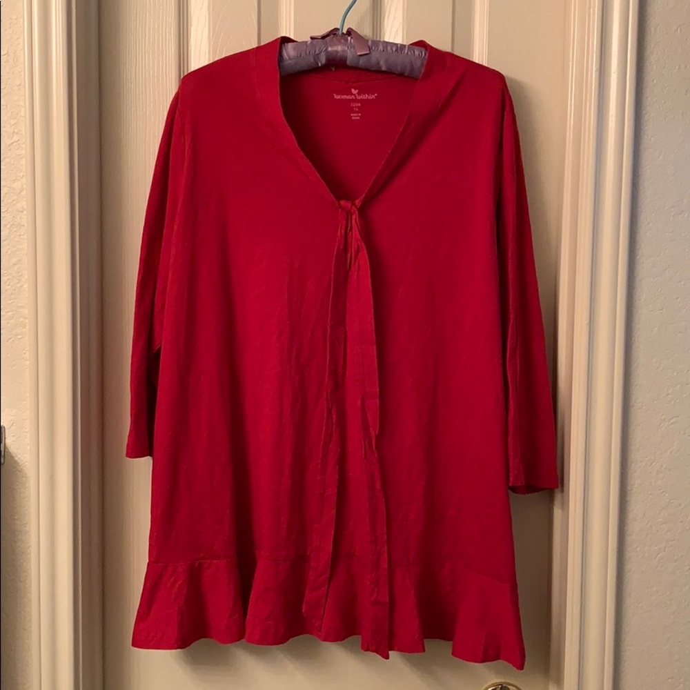 Red Woman Within ruffled tunic top 1X shirt